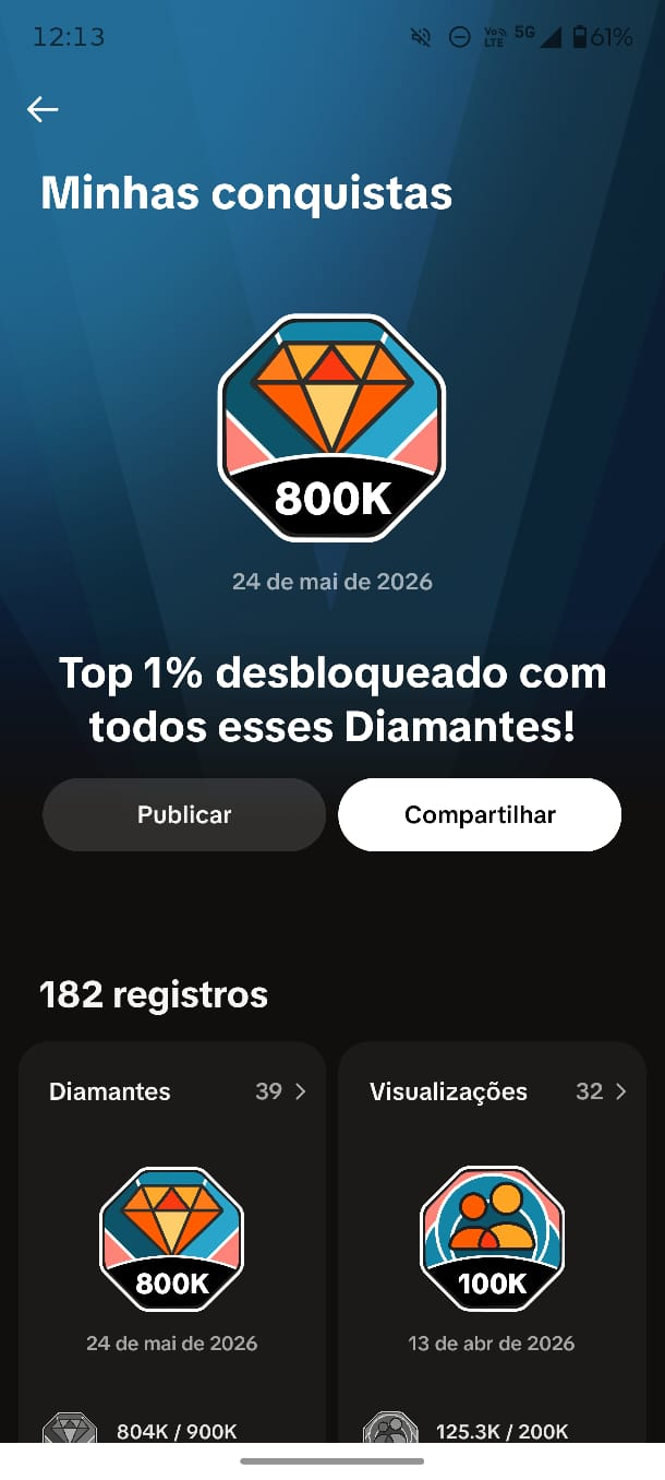 Conquista 800 mil diamantes